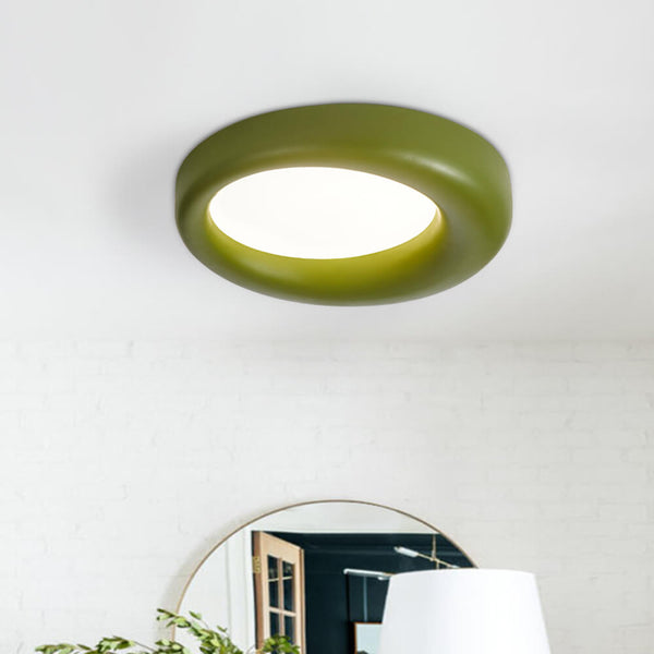 Thehouselights-LED Resin Nordic Ring Shape Wabi-Sabi Flush Mount Ceramic Ceiling Light-Ceiling Light-Green-Medium