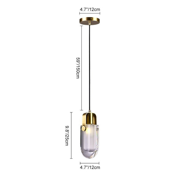 Thehouselights-Linear Crystal Pendant Light in Gold-Pendant--