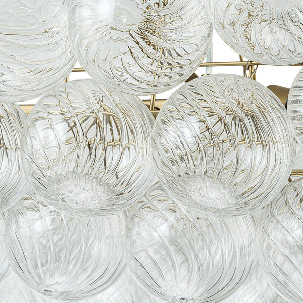 Thehouselights-Luxury Glam Large Cluster Ribbed Glass Bubble Linear Entry Chandelier-Chandelier-Brass-