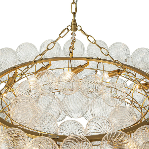 Thehouselights-Luxury Large Cluster Cloud Bubble Chandelier Ribbed Glass Brass Hanging Light-Chandelier-8-Light-