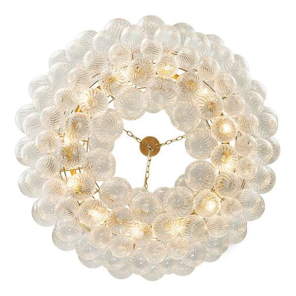 Thehouselights-Luxury Large Cluster Cloud Bubble Chandelier Ribbed Glass Brass Hanging Light-Chandelier-8-Light-