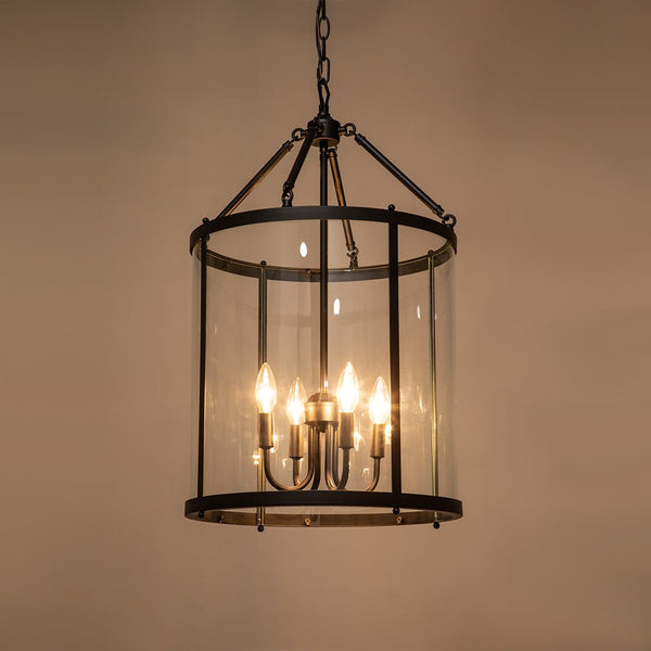 Thehouselights-Manor Cylinder Glass Lantern Pendant Light-Pendant-Chrome-
