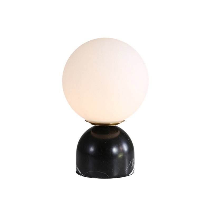 Thehouselights-Marble Base Table Lamp with Glass Globe Desk Lamp-Table Lamp-Black-