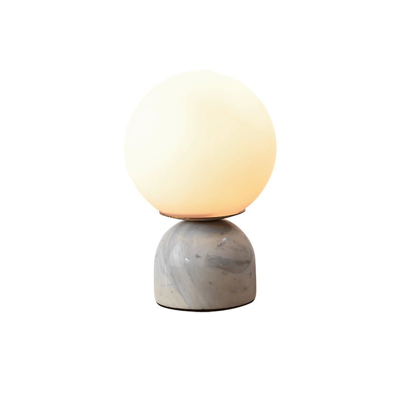 Thehouselights-Marble Base Table Lamp with Glass Globe Desk Lamp-Table Lamp-White-