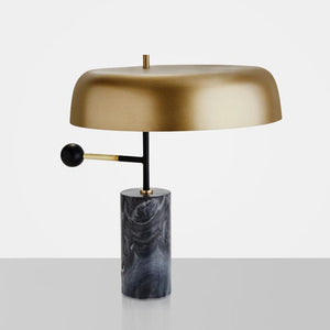 Thehouselights-Marble Grey Table Lamp with Brass Shade-Table Lamp--