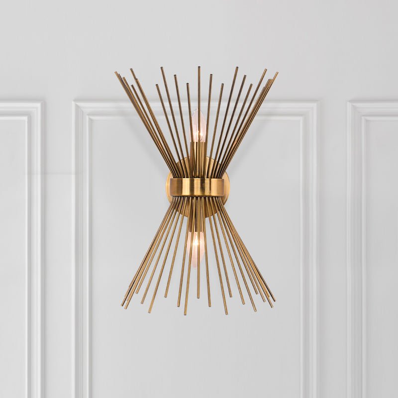 Stunning Mid-Century Modern Brass Starburst Wall Sconce Light ...