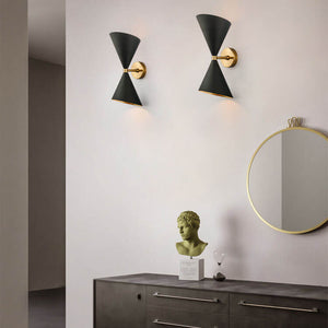 Thehouselights-Mid-Century Modern Hourglass Black Mounted Wall Sconce Lighting-Wall Lights--