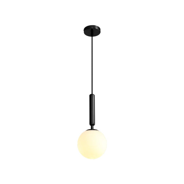 Thehouselights-Mid-Century Modern Mini Single Opal Globe Pendant Light-Pendants-Black-
