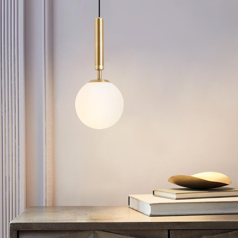 Single Light Single Globe Pendant Light HDC 1 Light Modern Led Gold Frosted Ball