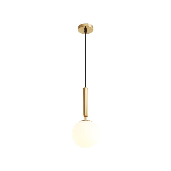 Thehouselights-Mid-Century Modern Mini Single Opal Globe Pendant Light-Pendants-Brass-