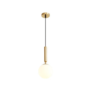 Thehouselights-Mid-Century Modern Mini Single Opal Globe Pendant Light-Pendants-Brass-