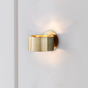 Thehouselights-Mid Century One Light Wall Sconce in Brushed Brass Finish-Wall Lights--