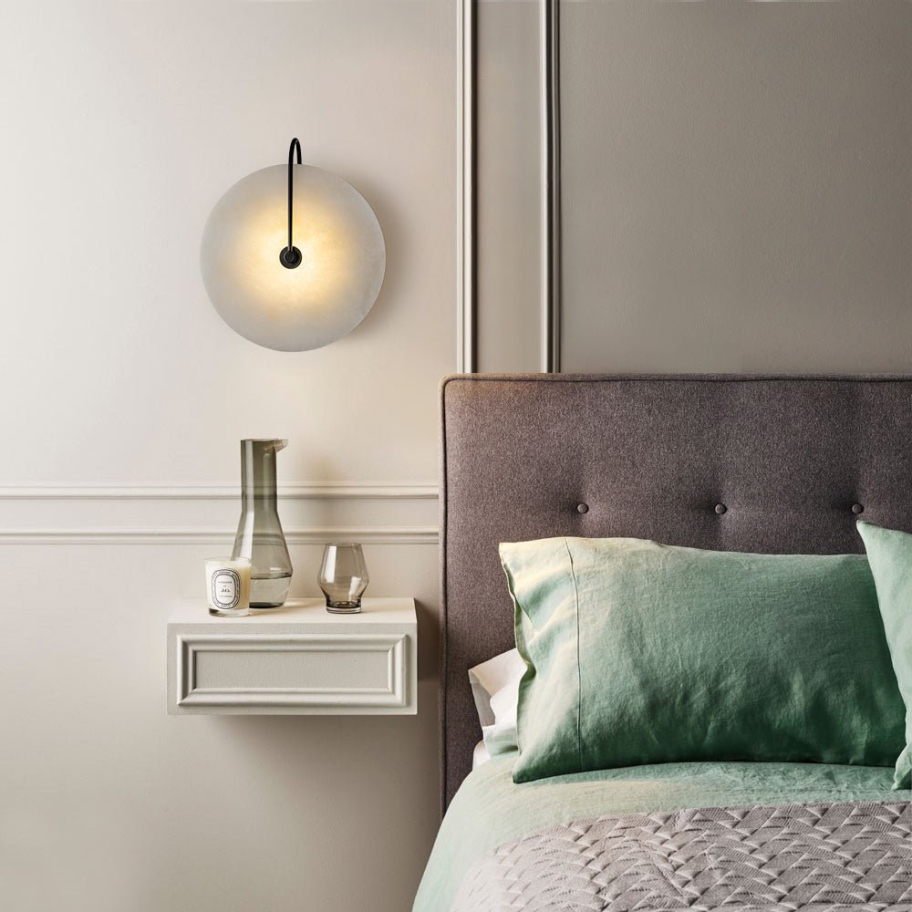 Mid-century Wall Sconce with Circle Marble Shade | Contemporary wall ...