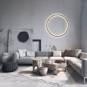 Thehouselights-Minimalist Background Black LED Round Wall Sconce-Wall Lights--
