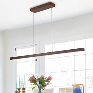 Thehouselights-Minimalist LED Wooden Linear Chandelier-Ceiling Light-Walnut-