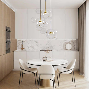 THEHOUSELIGHTS-Modern 3-light Dimmable Glass Cluster Pendant Light-Pendants-Round Canopy-