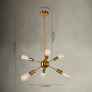 Thehouselights-Modern 6-Light Sputnik Linear Chandelier Light-Chandelier-Nickel-