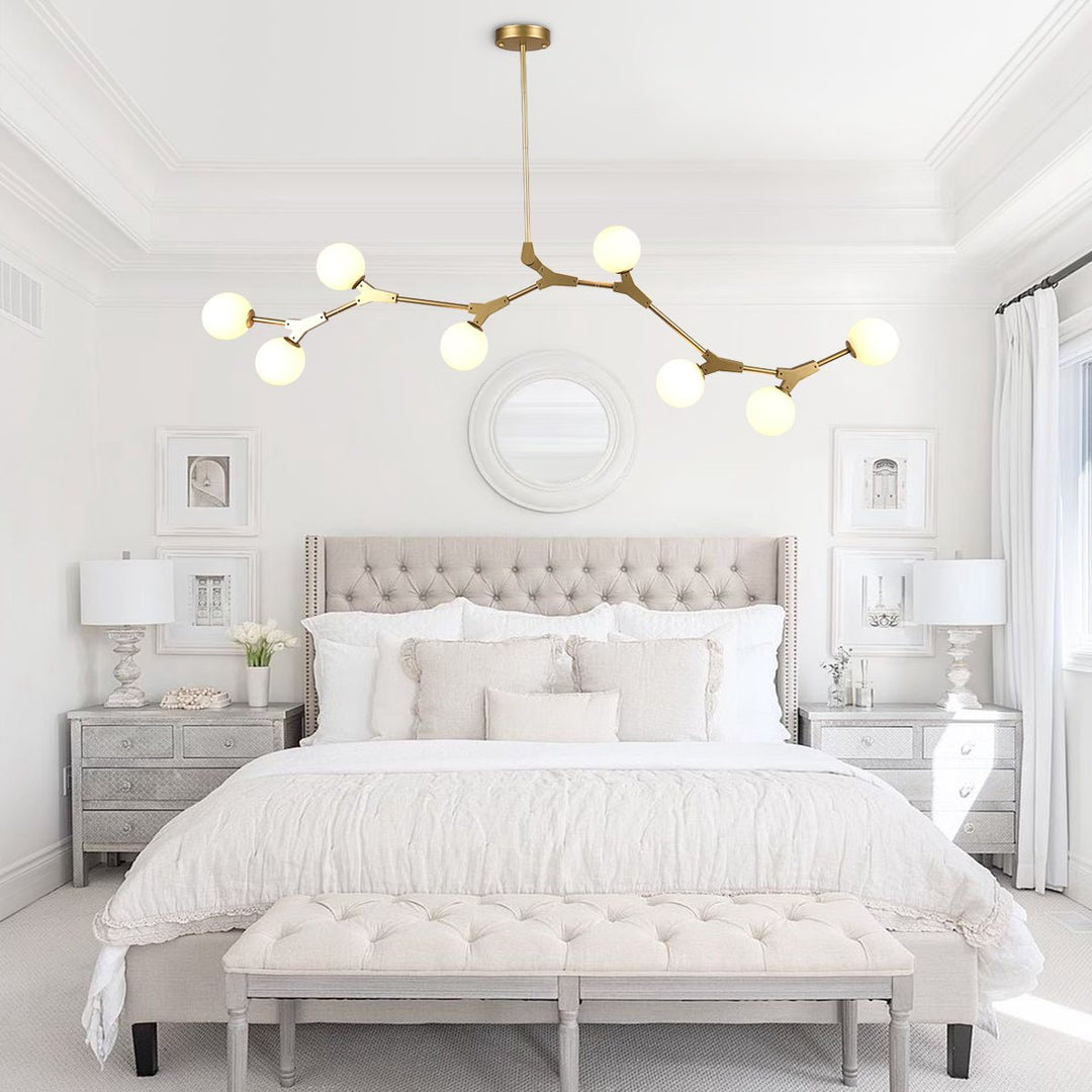 Modern MidCentury 8Light Brass Branch Dining Table Chandelier