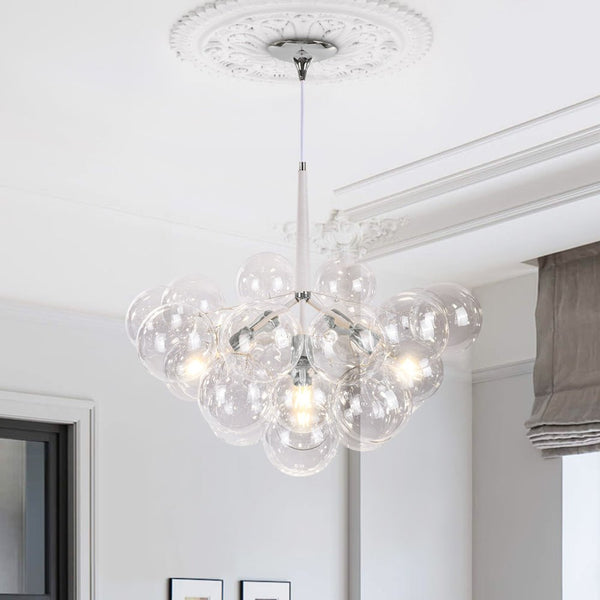 Thehouselights-Modern Cluster Bubble Glass Chandelier-Chandelier-White-
