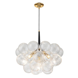 Thehouselights-Modern Cluster Bubble Ribbed Glass Chandelier-Chandelier-Black-