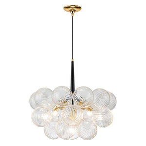 Thehouselights-Modern Cluster Bubble Ribbed Glass Chandelier-Chandelier-Black-