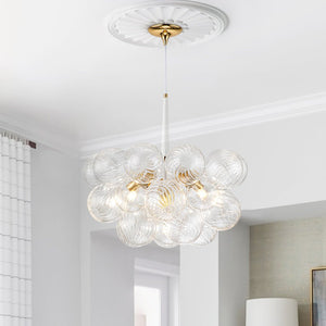 Thehouselights-Modern Cluster Bubble Ribbed Glass Chandelier-Chandelier-White-