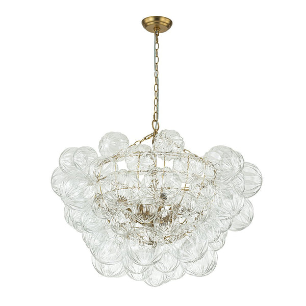 Thehouselights-Modern Cluster Petal Glass Globe Bubble Chandelier-Chandelier-3-Light-Brass
