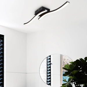 Thehouselights-Modern Curved LED Flush Ceiling Light in Warm White-Ceiling Light-Black-2Lt
