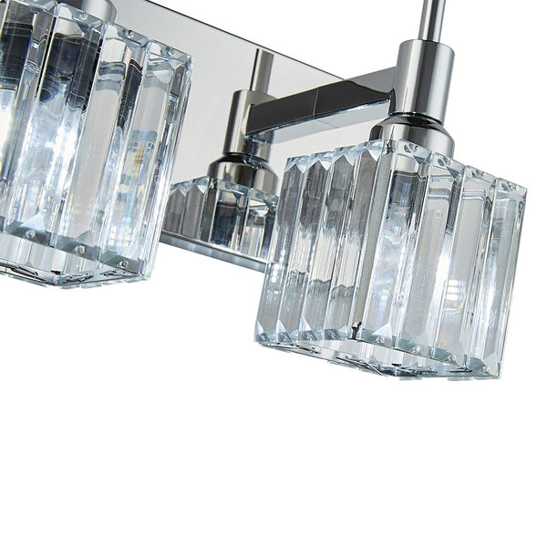 Thehouselights-Modern Glam Crystal Wall Sconce Bathroom Vanity Light-Wall Lights-Chrome-2-Light