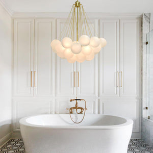 Thehouselights-Modern Glass Bubble Chandelier Light-Chandelier-37 Bubbles-Brass