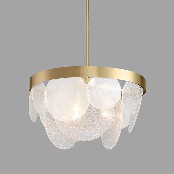 Thehouselights-Modern Glass Disk Chandelier with Brass Frame-Chandelier--