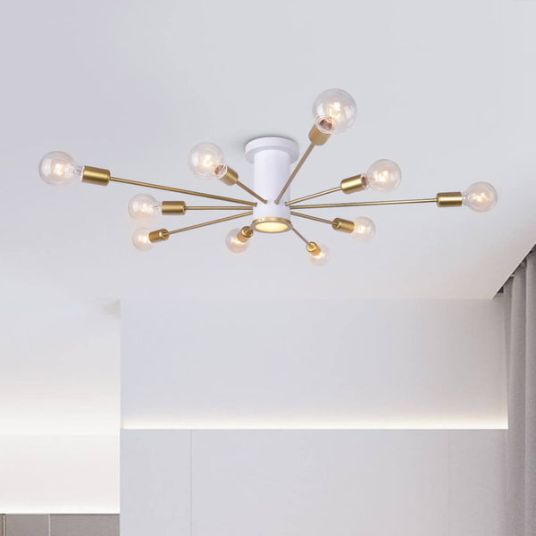 Thehouselights-Modern Gold Ceiling Light for Kitchen Island-Flush Mount-6 Bulbs-Gold