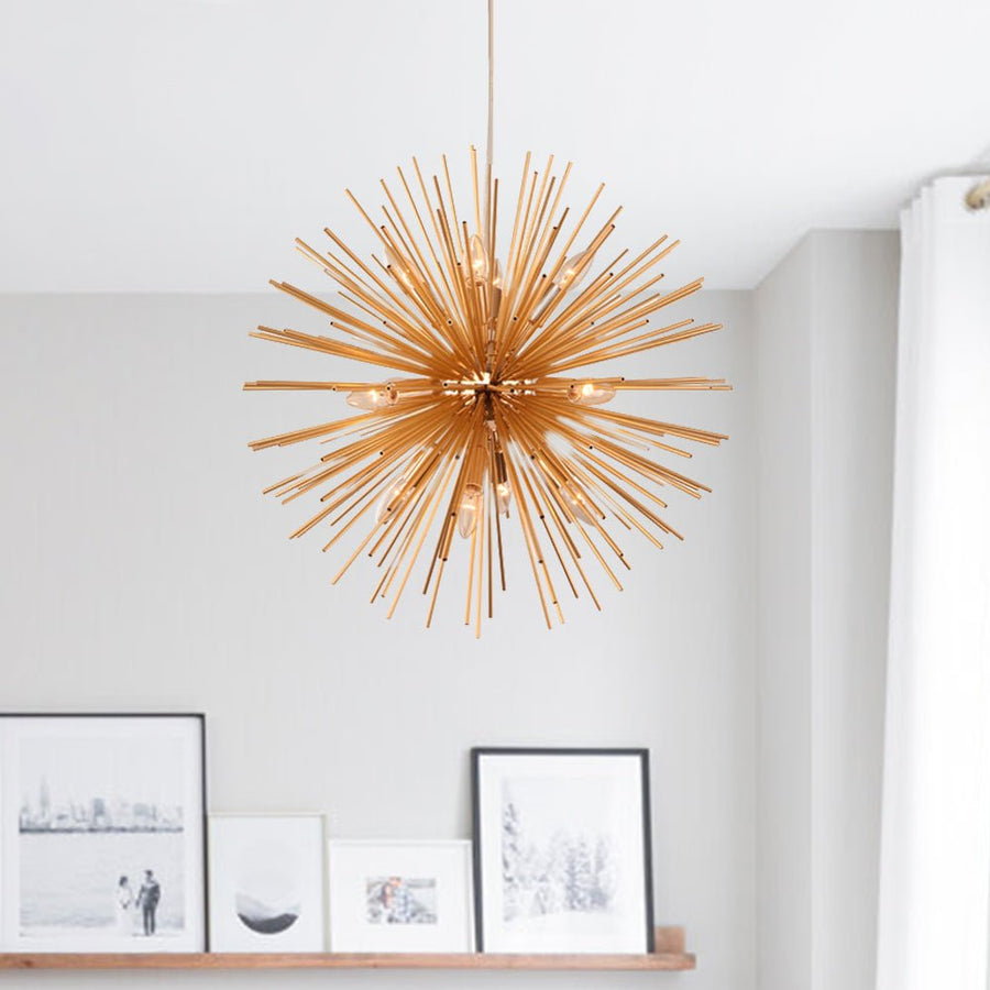 Thehouselights-Modern Gold Sputnik Chandelier for Kitchen Island-Chandelier-12 Bulbs-