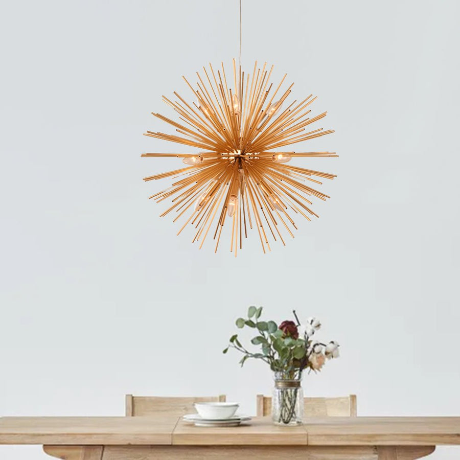 Thehouselights-Modern Gold Sputnik Chandelier for Kitchen Island-Chandelier-8 Bulbs-