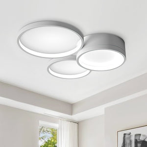 Thehouselights-Modern LED 3/4/5/7 Rings Ceiling Light Flush Mount-Flush Mount-3 Bulbs-White