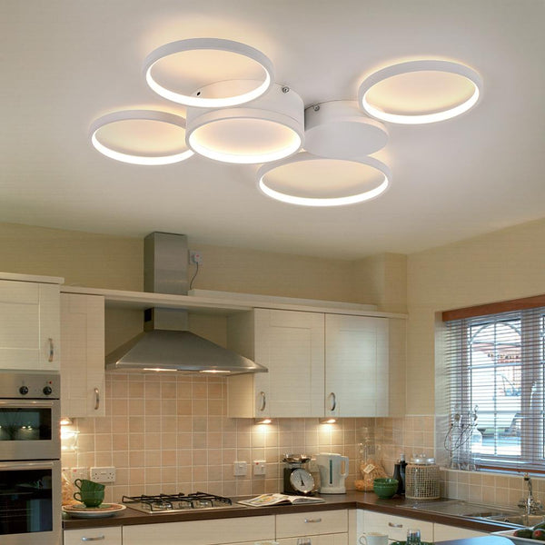 Thehouselights-Modern LED 3/4/5/7 Rings Ceiling Light Flush Mount-Flush Mount-7 Bulbs-White Cool
