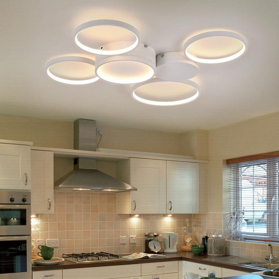 Thehouselights-Modern LED 3/4/5/7 Rings Ceiling Light Flush Mount-Flush Mount-7 Bulbs-White Cool
