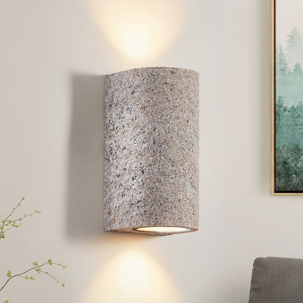 Thehouselights-Modern LED Cylinder Stone Wall Sconce-Wall Lights-Light Red-Warm White
