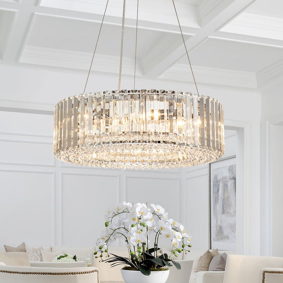 Modern Round Crystal Chandelier | thehouselight, Drum Chandelier ...