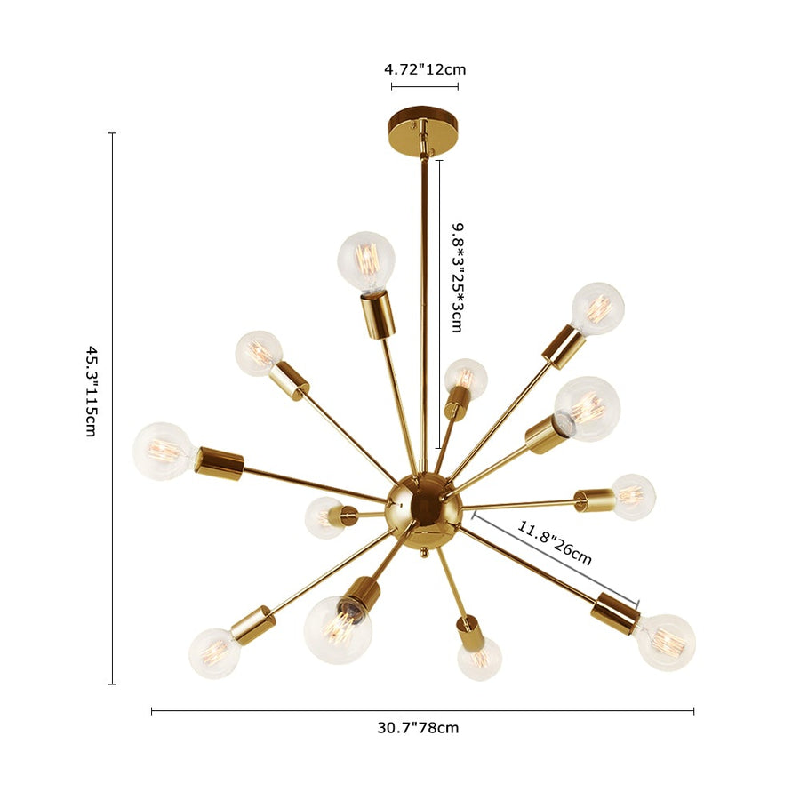 Thehouselights-Modern Sputnik Sphere Chandelier-Chandelier-12 Bulbs-Brass