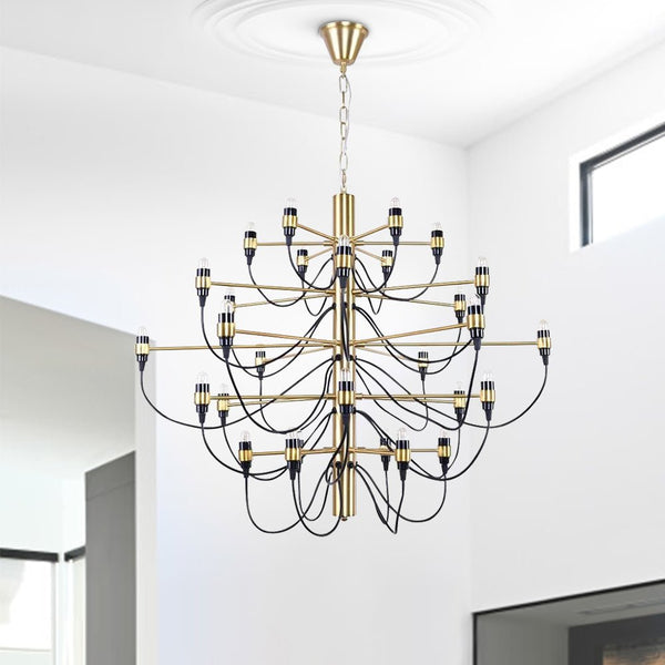 Thehouselights-Nordic Black Chrome Gold Large Luxury Sophisticated Chandelier-Chandelier-Gold-30-Light