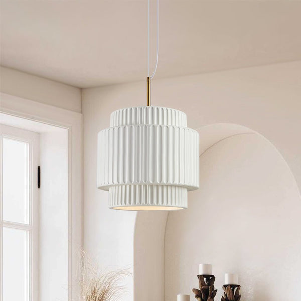 Thehouselights-Nordic Cream Style Layer Ceramic Pendant Light-Pendant-White-