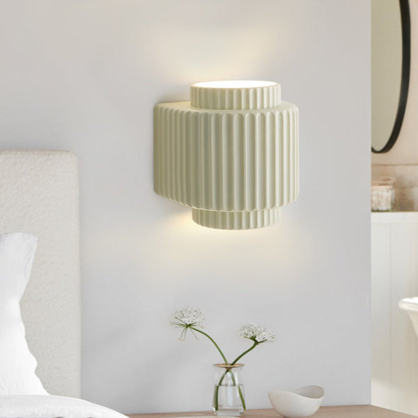 Thehouselights-Nordic Cream Style Layer Ceramic Wall Sconce-Wall Lights-Beige-