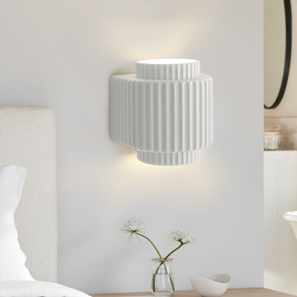 Thehouselights-Nordic Cream Style Layer Ceramic Wall Sconce-Wall Lights-White-