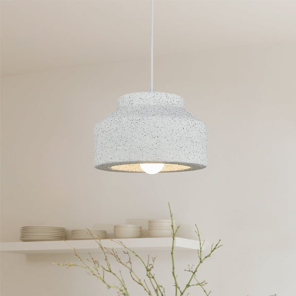 Thehouselights-Nordic Earthen Jar Style Schoolhouse Drum Pendant Light-Pendant-Light Gray-