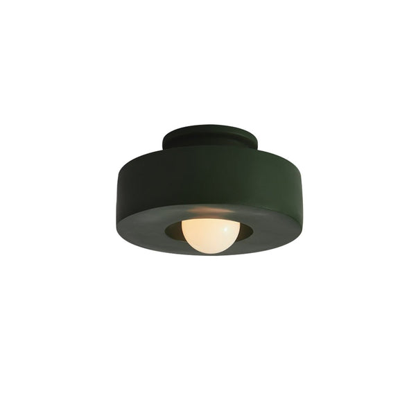 Thehouselights-Nordic Geometric Flush Mount Cylindrical Ceramic Ceiling Light-Ceiling Light-Black-