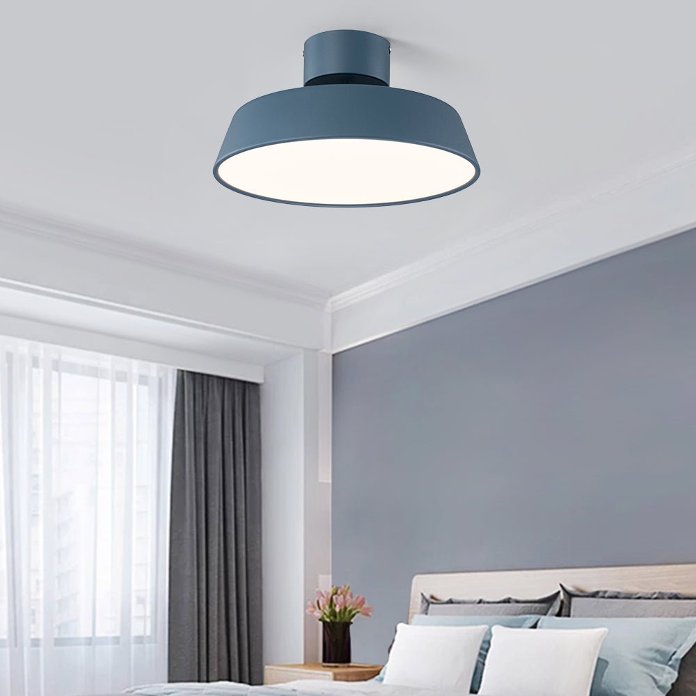 French Glass Flower Semi-Flush Mount Ceiling Light - Nordic Milk Glass Shade, E27 Socket For Bathroom, Kitchen, Hallway