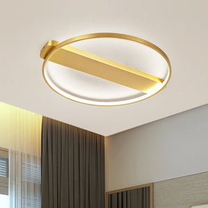 Thehouselights-Round Hollow Surface LED Flush Mount in Gold/ Black-Ceiling Light-Gold-
