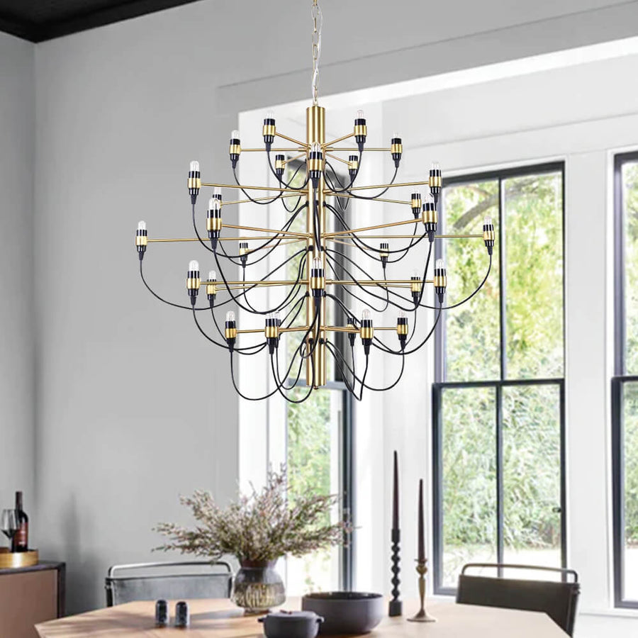 Thehouselights-Rustic Farmhouse Candle Style Empire Chandelier-Chandelier-Gold-30-Light