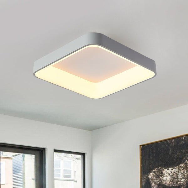Thehouselights-Scandinavian Acrylic Flat LED Square Flush Mount-Ceiling Light-Warm White-